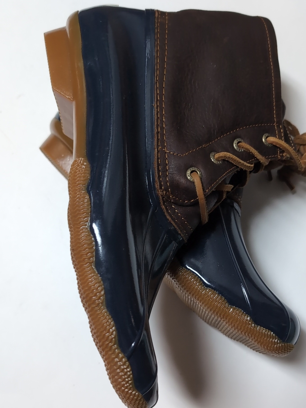 Sperry Navy and Brown Women's Waterproof Duck Boots - Picture 4 of 5